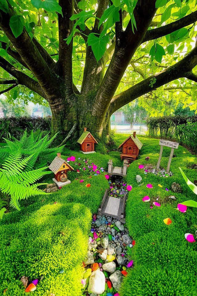 fairy garden under tree