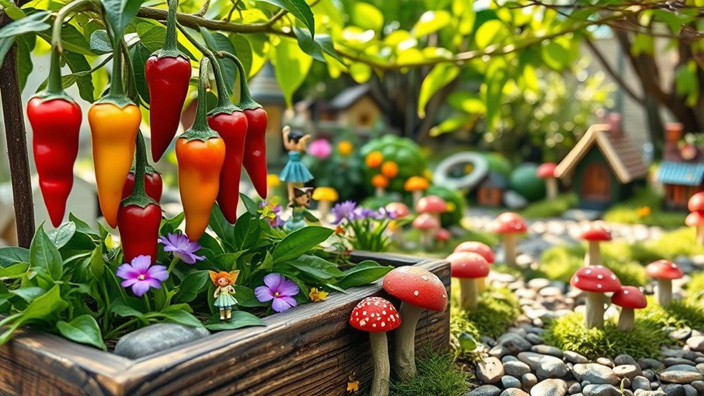 fairy garden with peppers