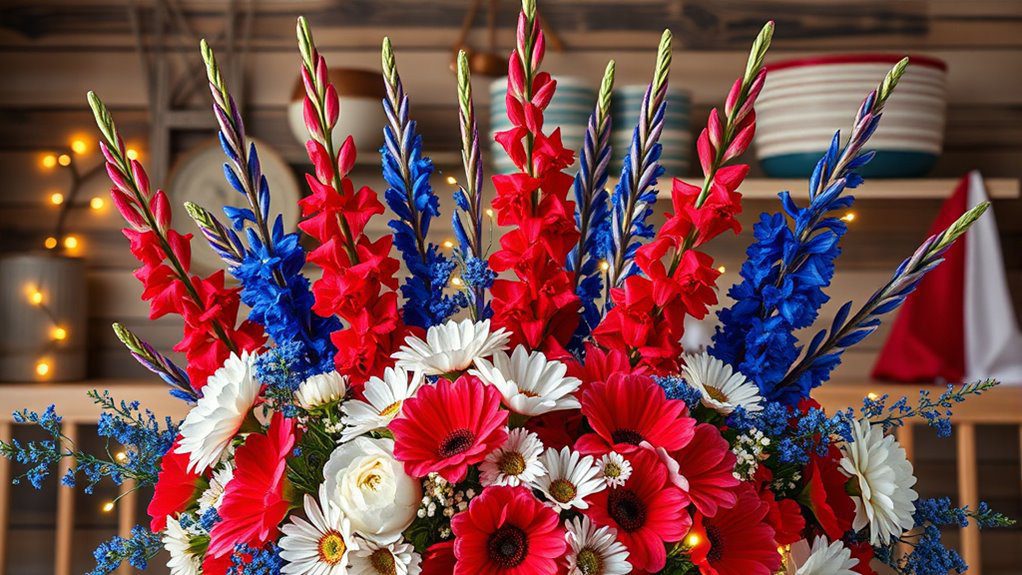 firework themed floral arrangements