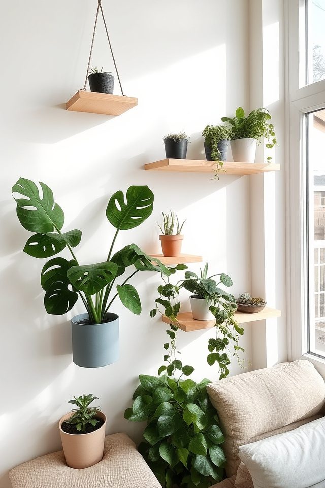 floating shelf plant display