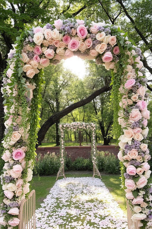floral archways with greenery