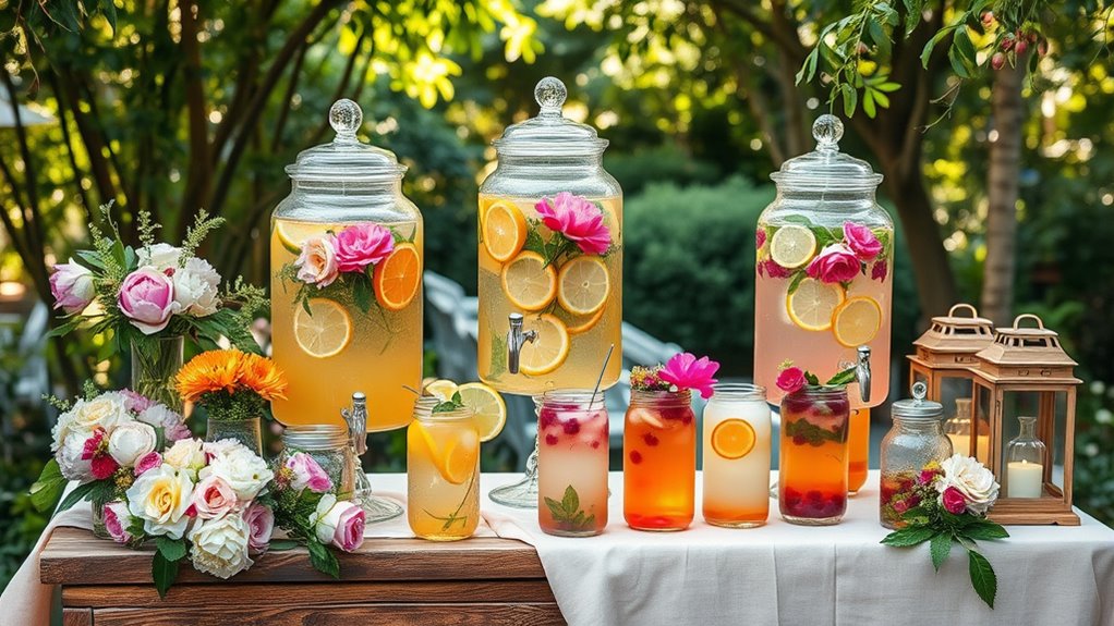 floral drink station setup
