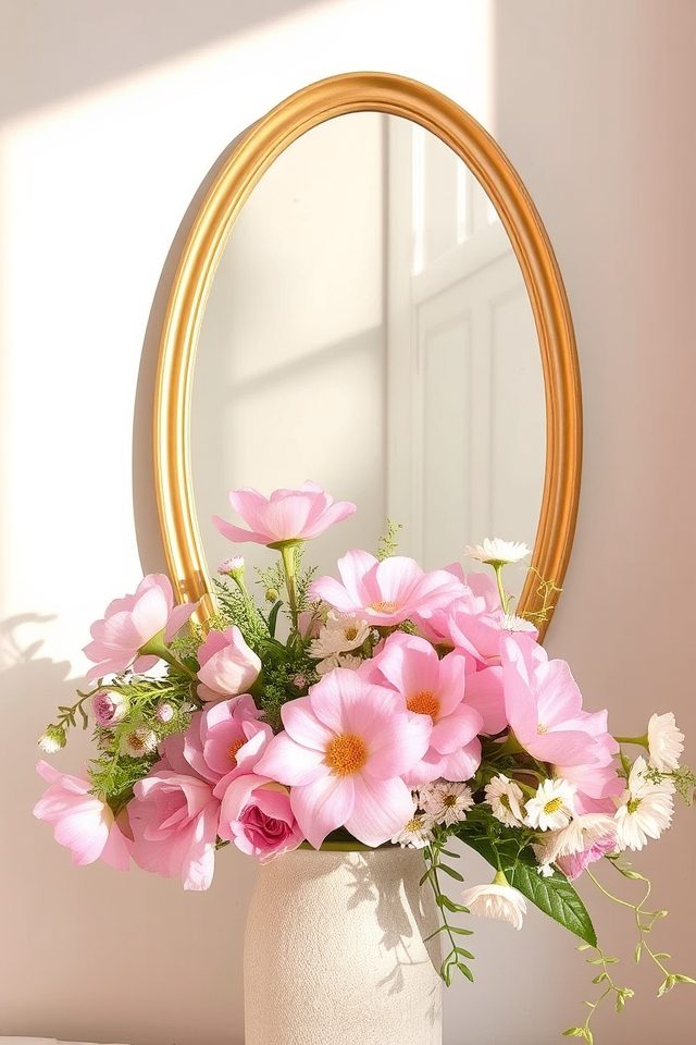 floral enhanced oval mirrors