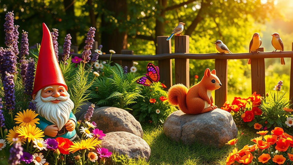 gnomes and critters enhance gardens