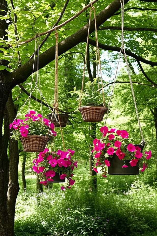 hanging planters enhance gardens