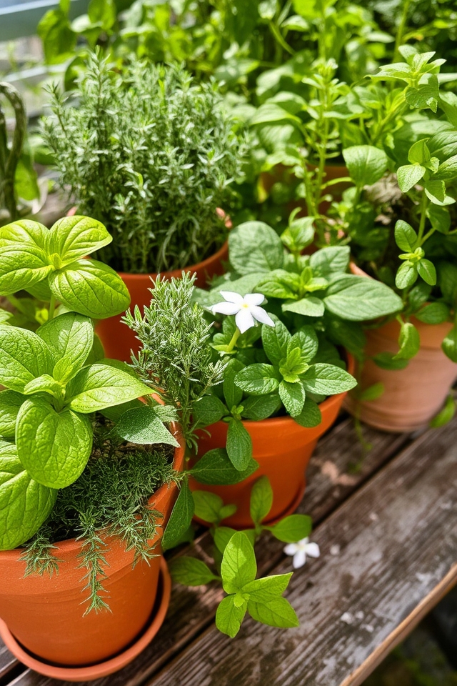 herb garden in pots