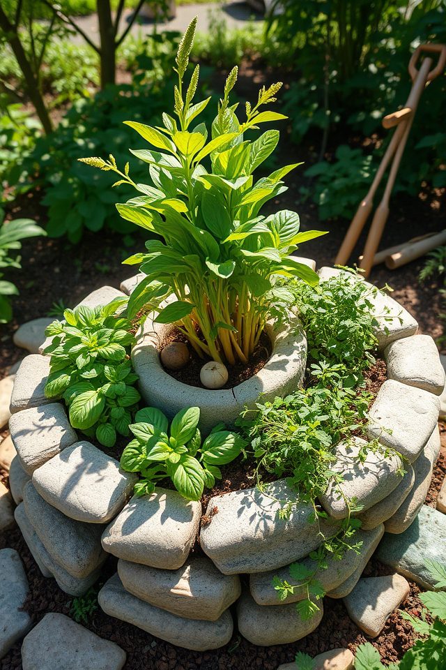 herb spiral enhances ginger growth