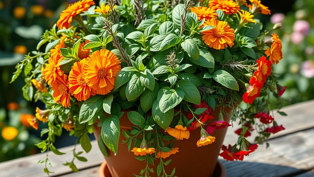 herbs and flowers combination