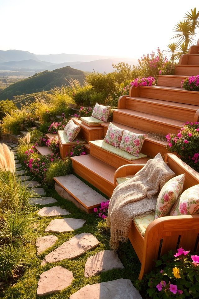 hillside outdoor seating areas