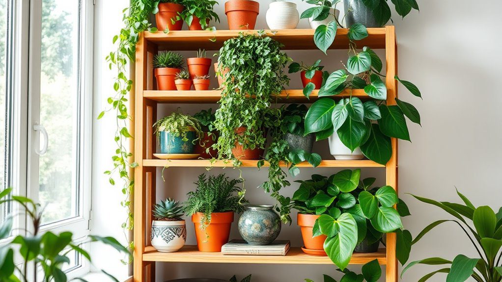 indoor greenery shelving display