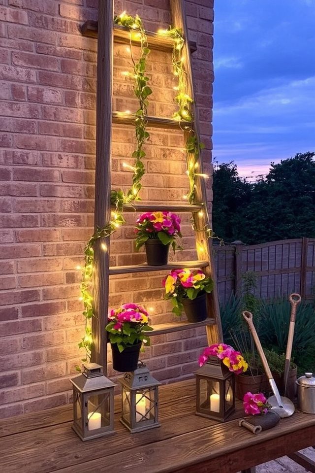 ladder adorned with lights