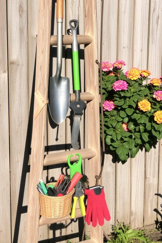 ladder garden tool organizer
