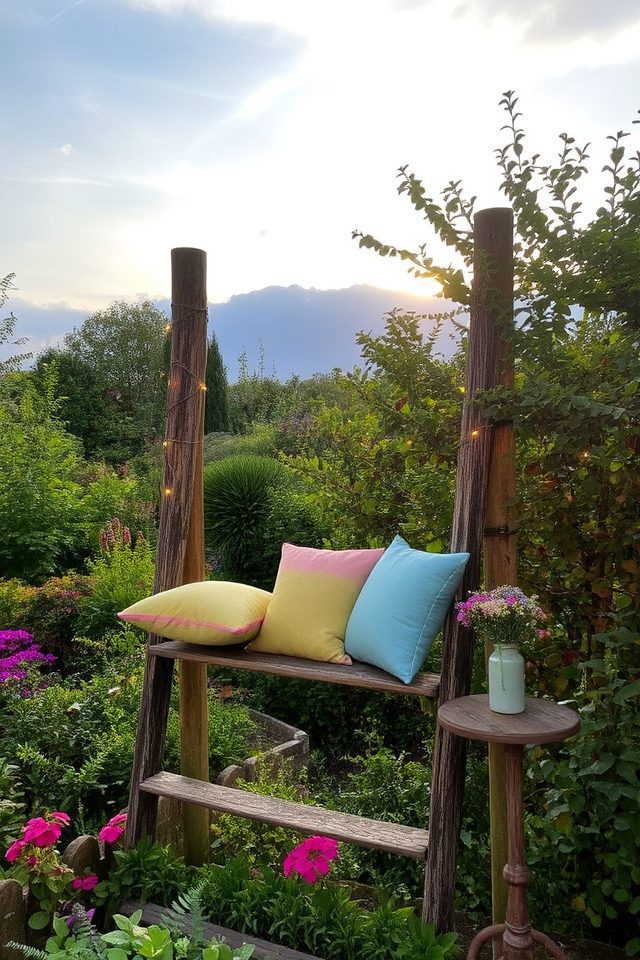 ladder transformed into seating