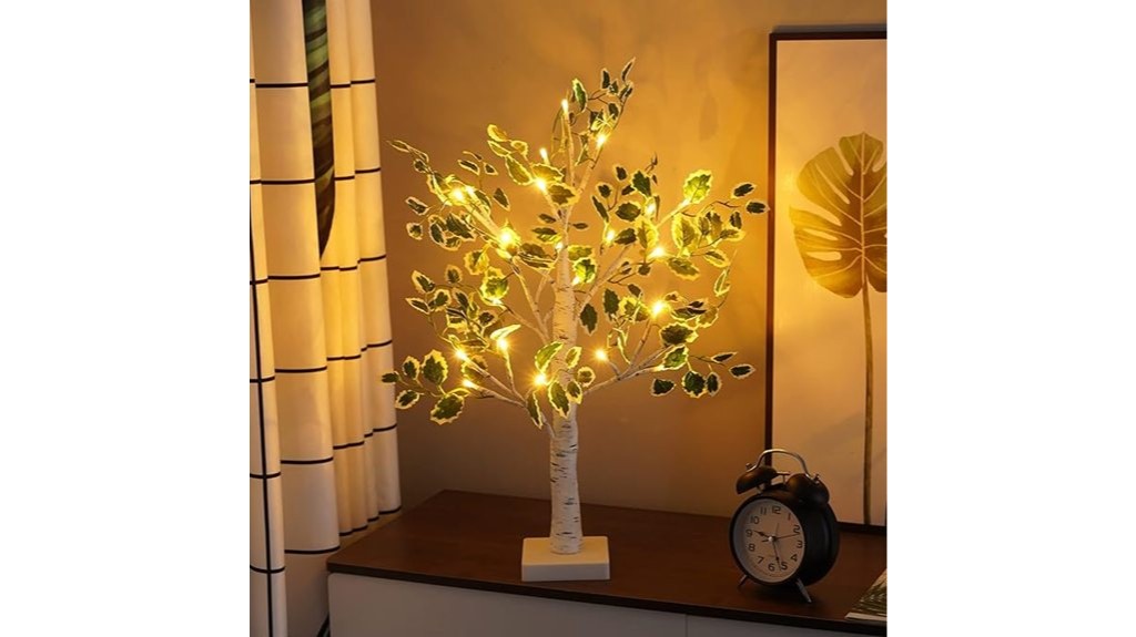 led tabletop birch tree