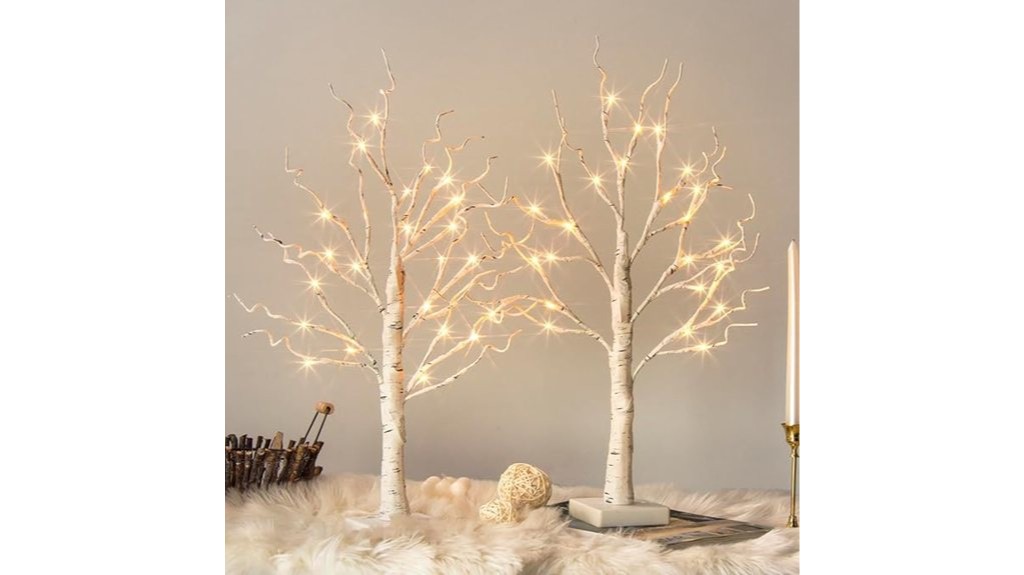 led white birch trees