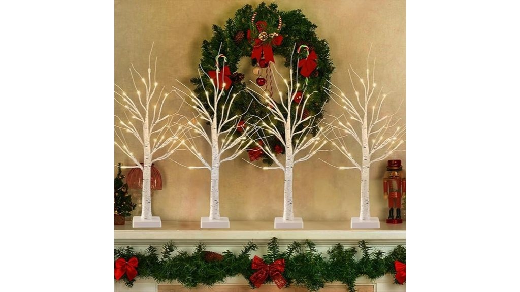 lighted birch tree decor