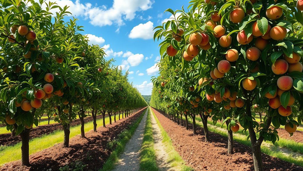 linear orchard peach cultivation