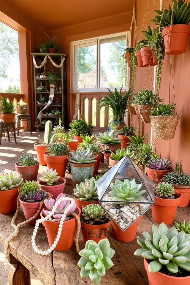 low maintenance succulent porch displays