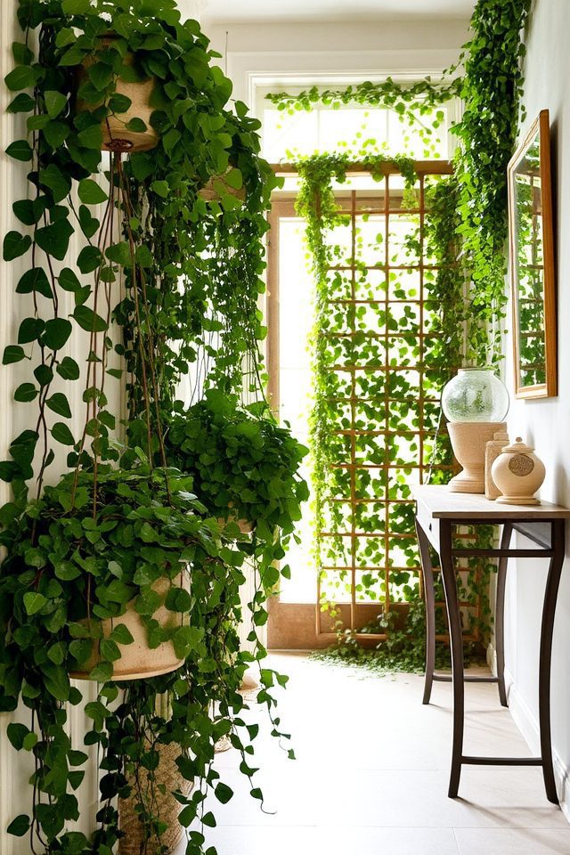lush cascading entryway greenery