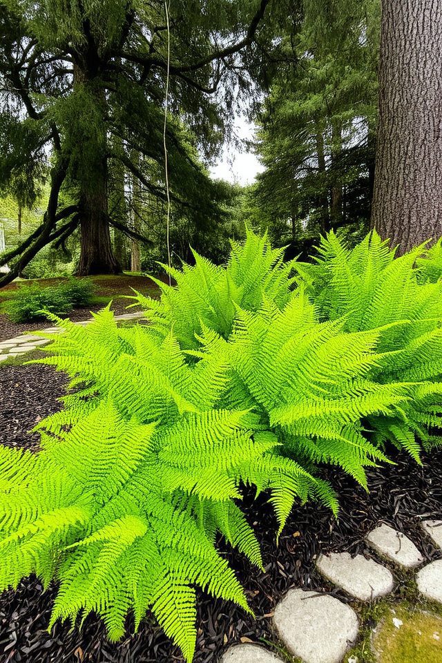 lush fern collection under pines