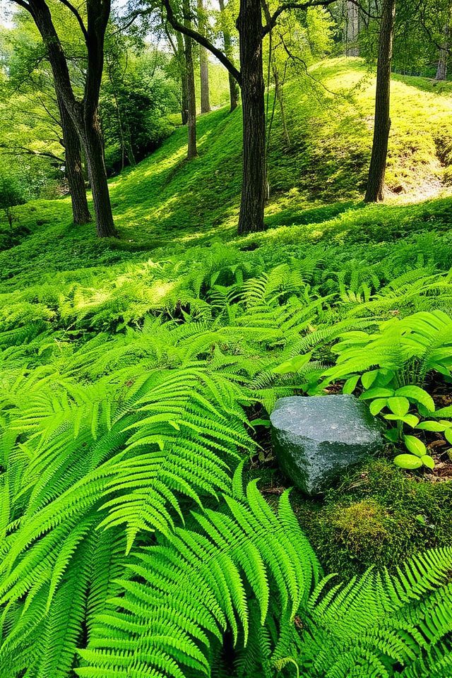 lush ferns prevent soil erosion