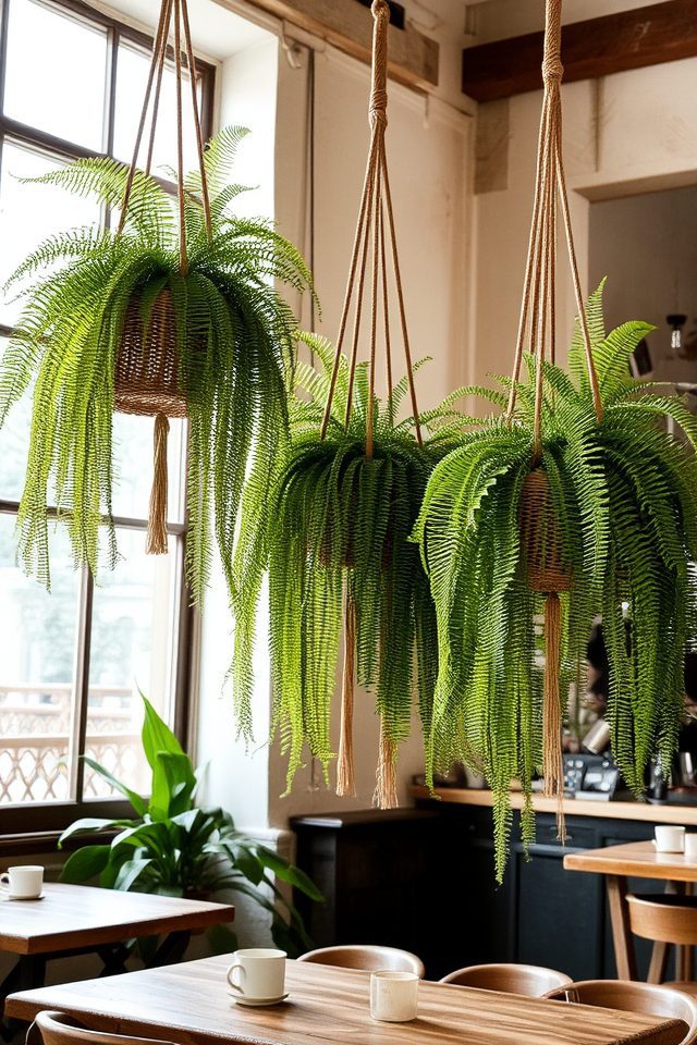 lush low maintenance hanging ferns