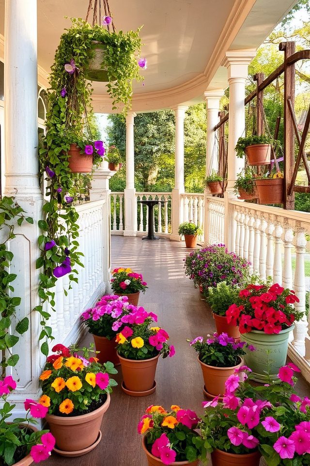 lush porch with climbing plants