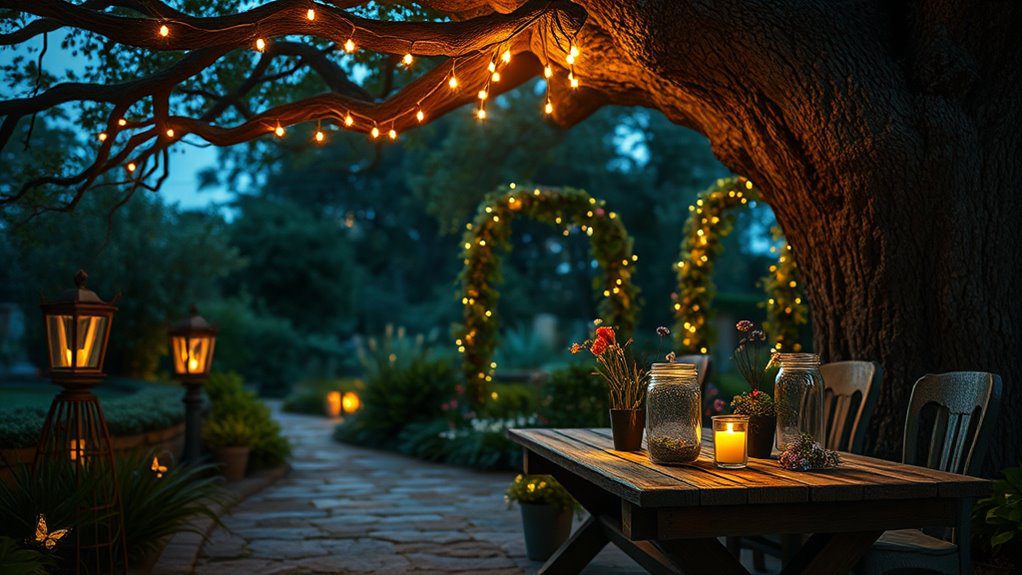 magical garden evening lighting
