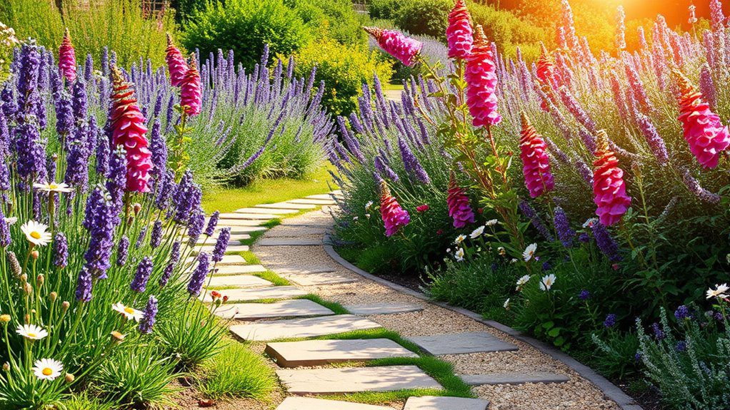 meandering pathway with perennials