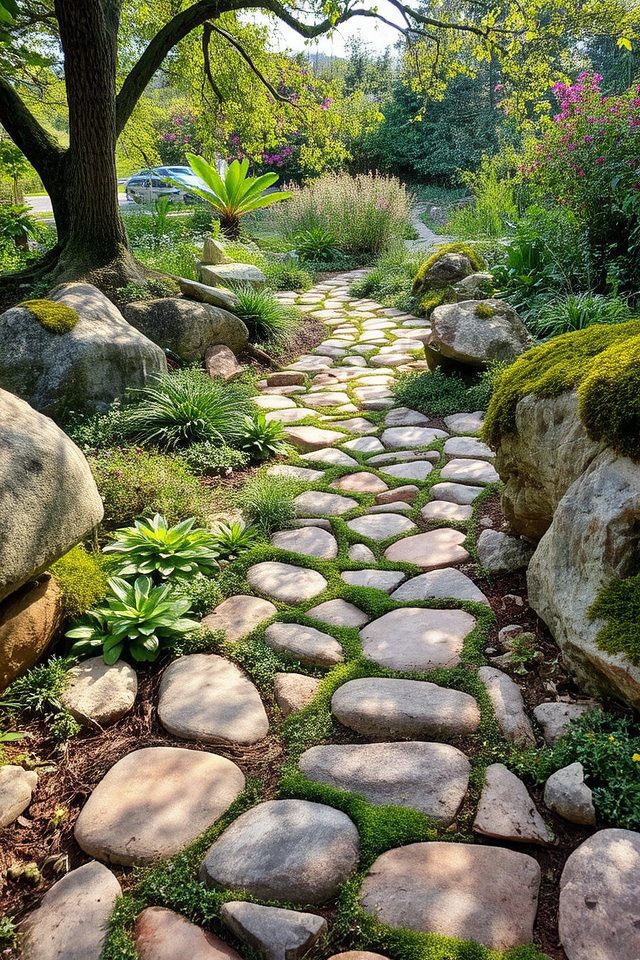 meandering stone garden path