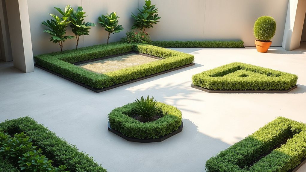 minimalist boxwood landscape design