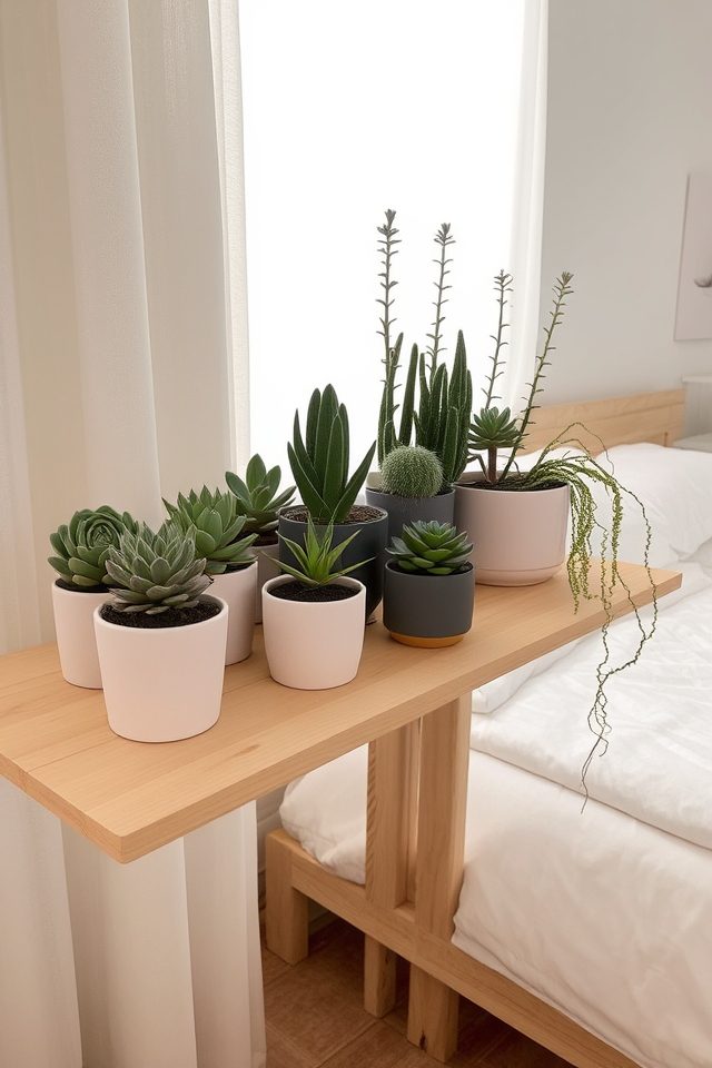 minimalist succulent bedroom decor