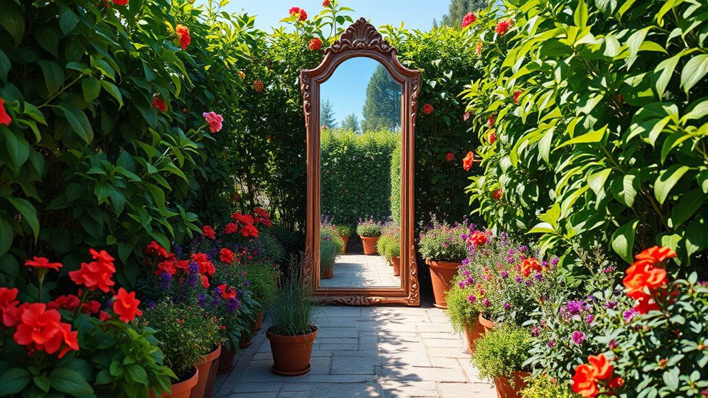 mirrors enhance garden depth