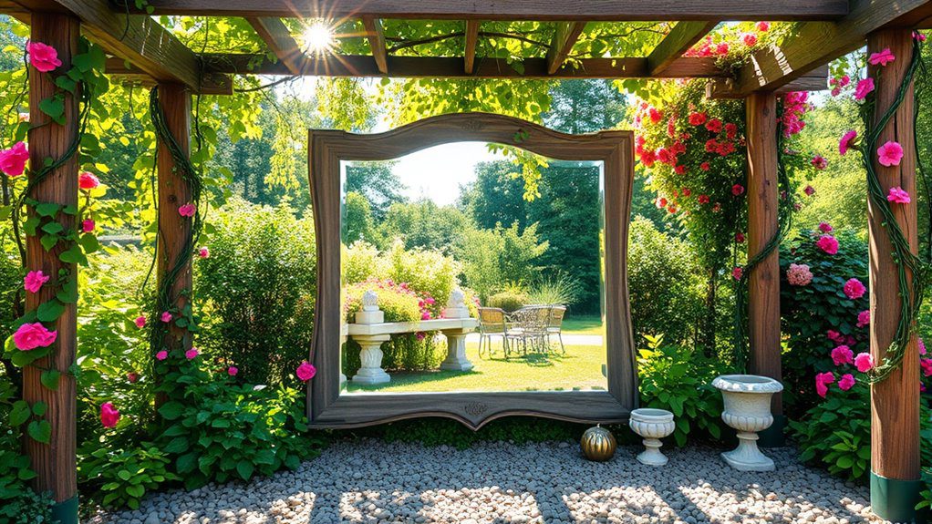 mirrors enhancing garden depth