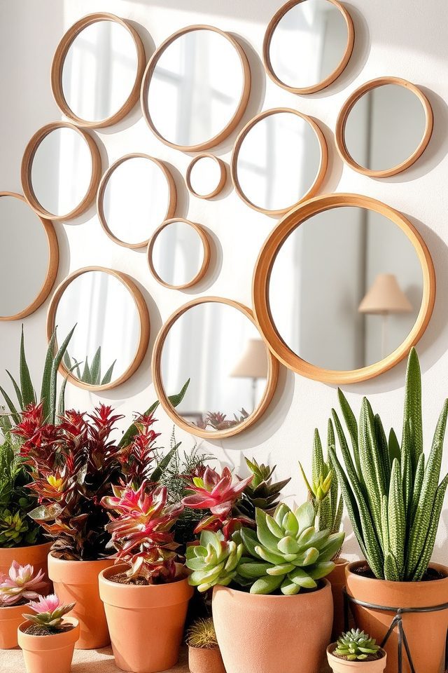 mirrors succulents natural light