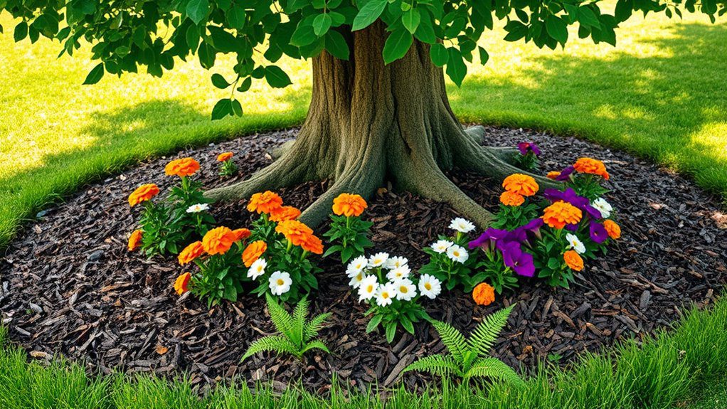 mulch enhances flowerbed appearance