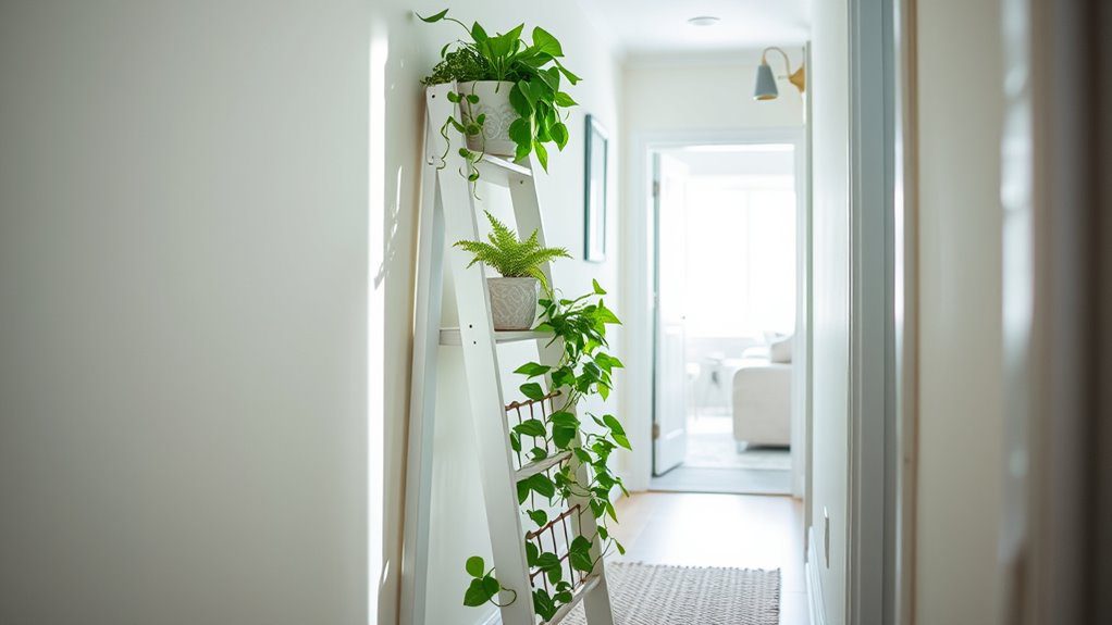 narrow hallway plant display