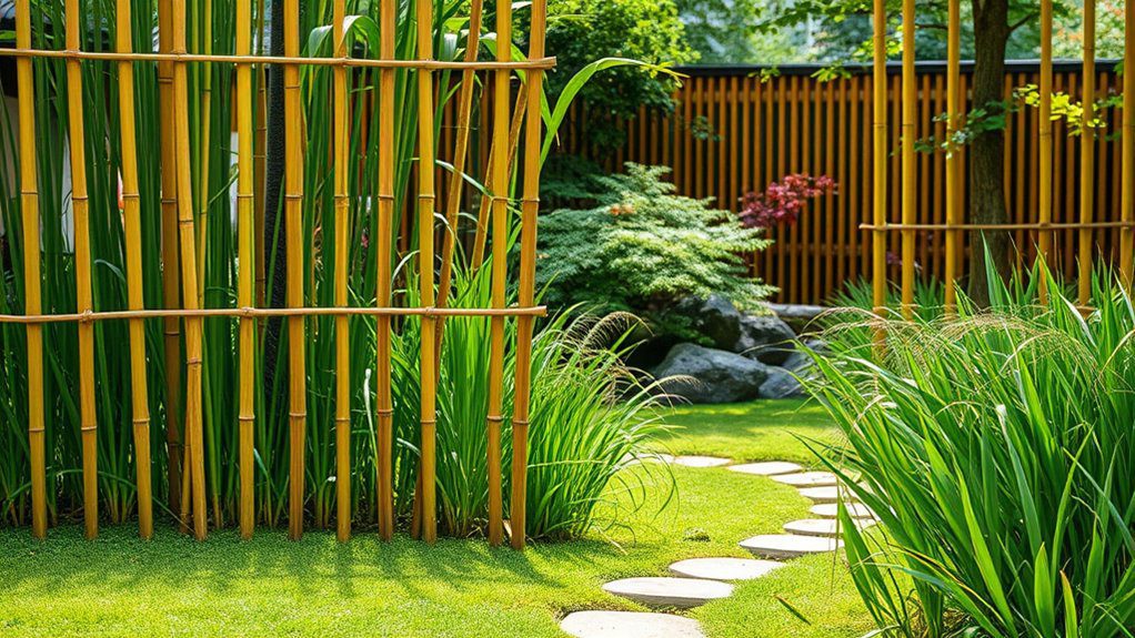 natural bamboo garden boundary