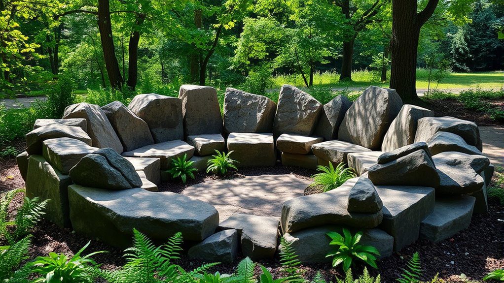 natural rocks seating area