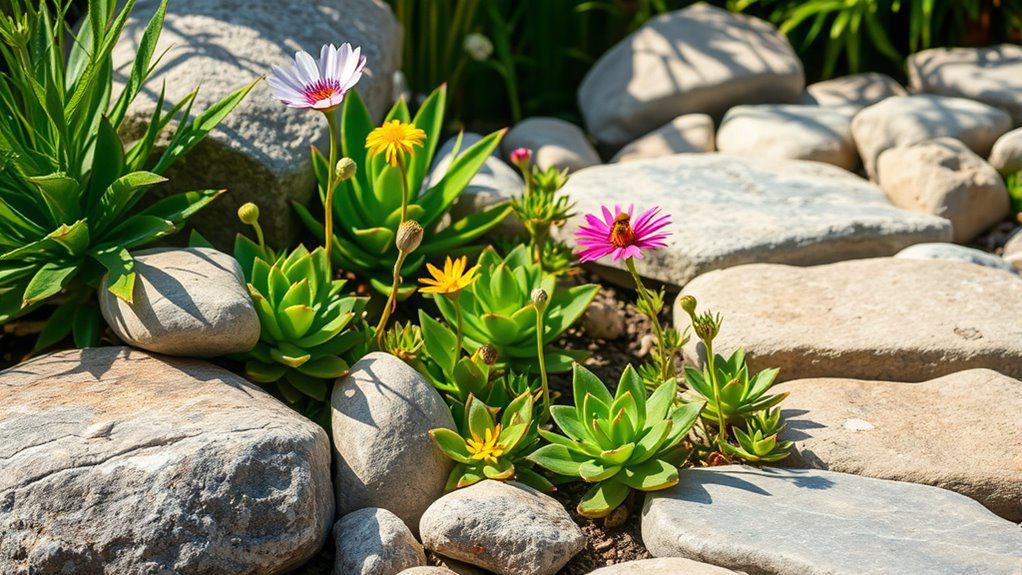 natural stone and greenery