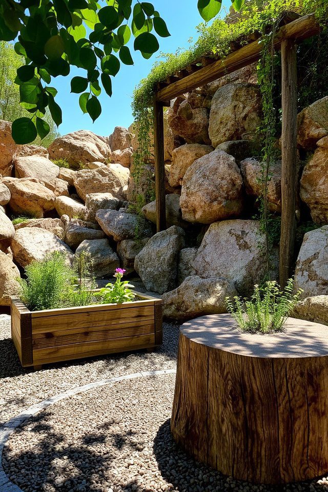 natural wood accents enhance landscapes