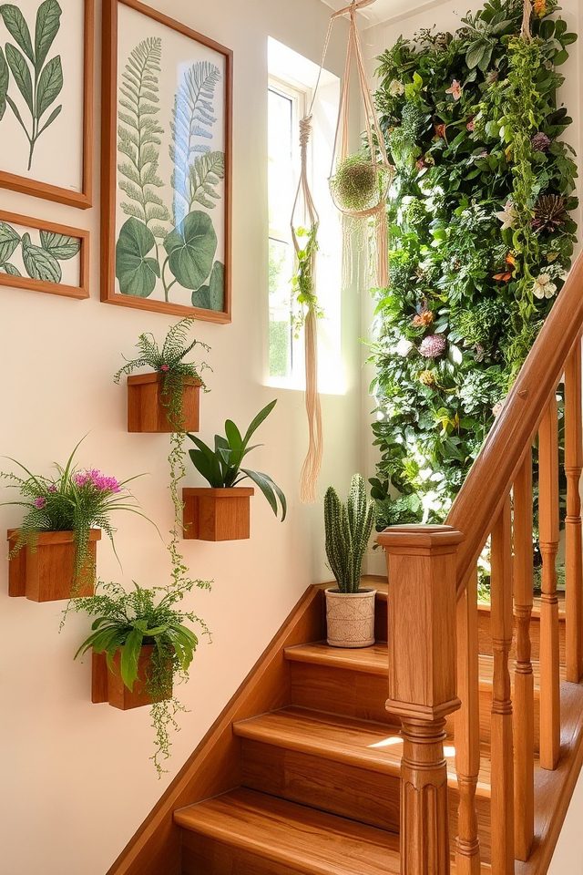 nature themed staircase decor