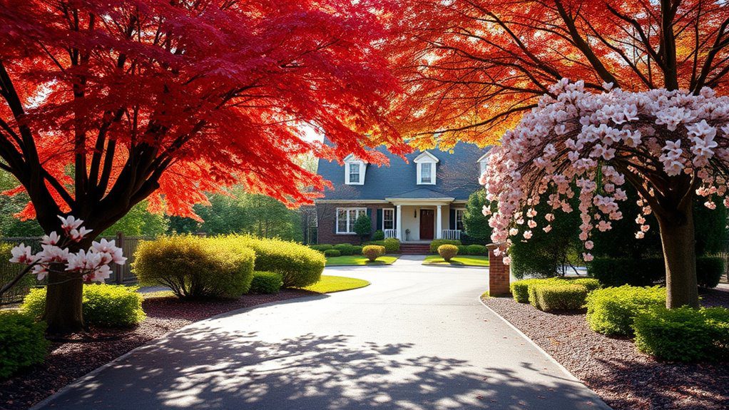 ornamental trees enhance driveways