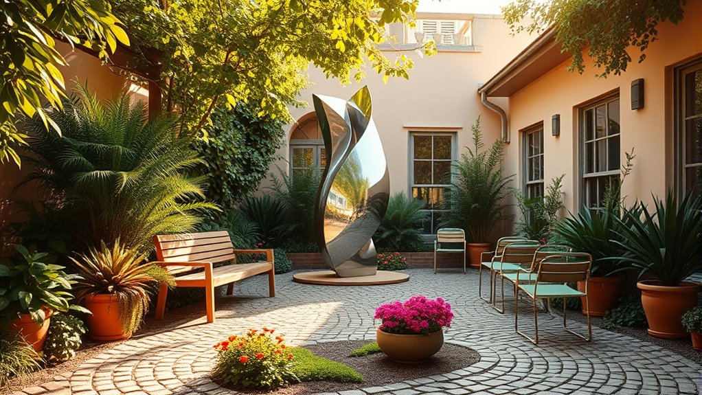 outdoor gallery with sculptures