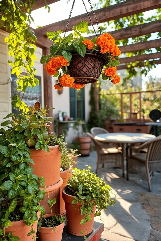 outdoor potted garden integration