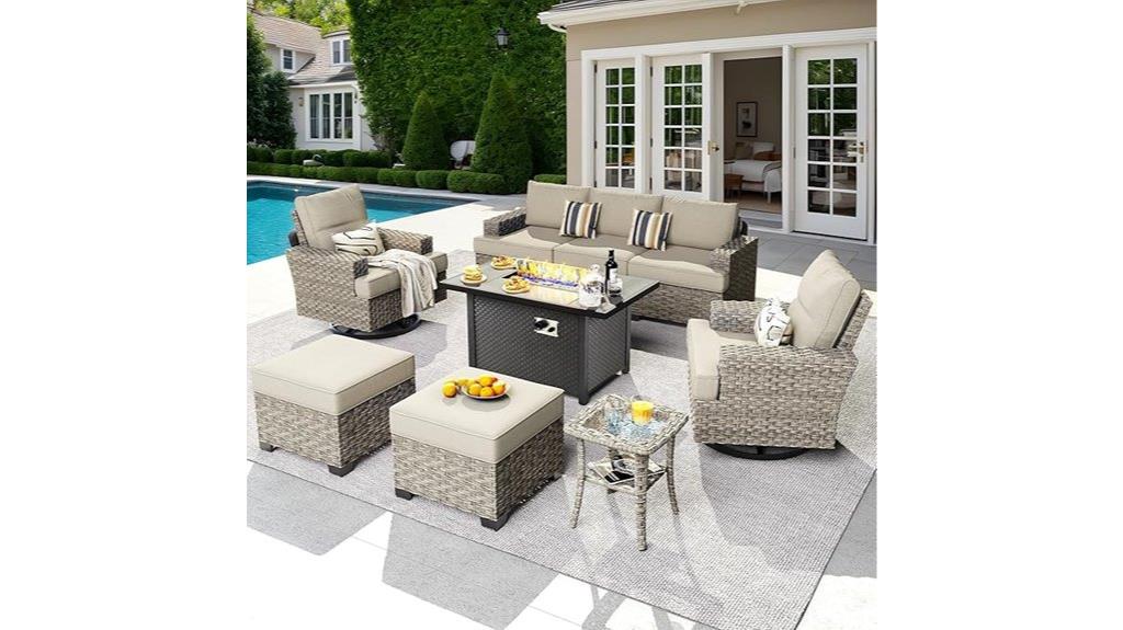 patio sectional with firepit