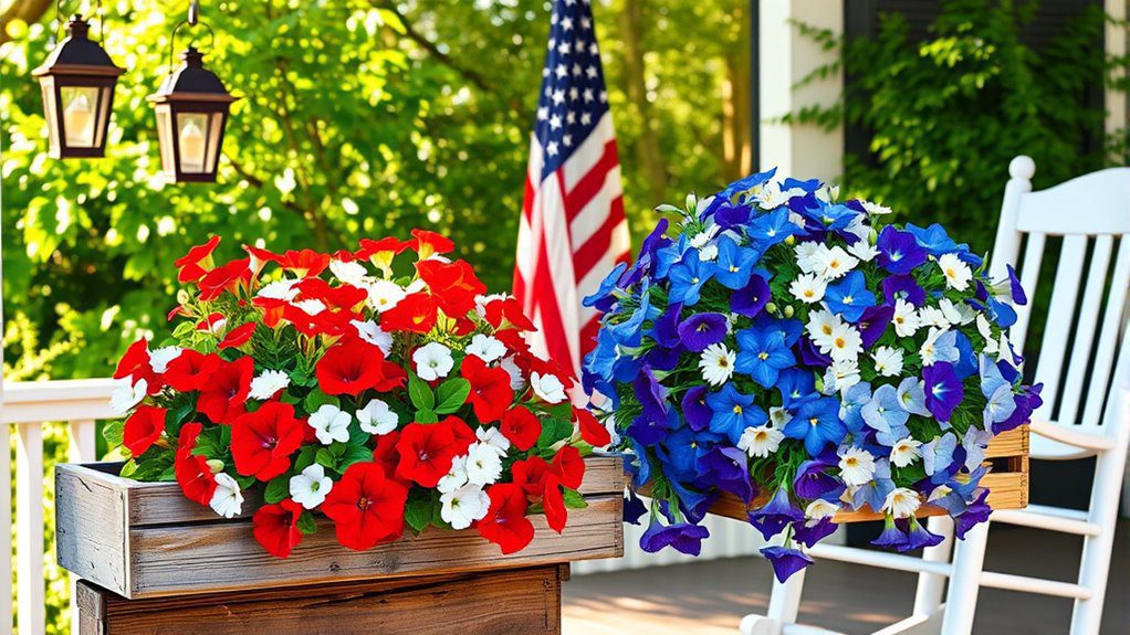 patriotic floral display planters