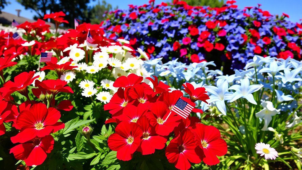 patriotic flower bed arrangement