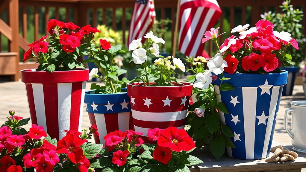 patriotic garden pot painting