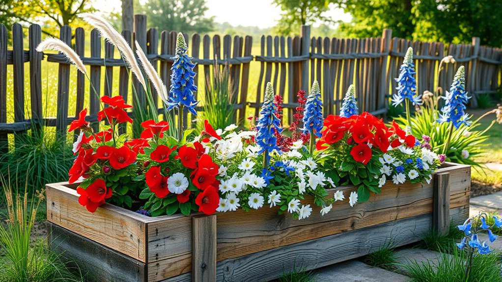 patriotic rustic flower beds